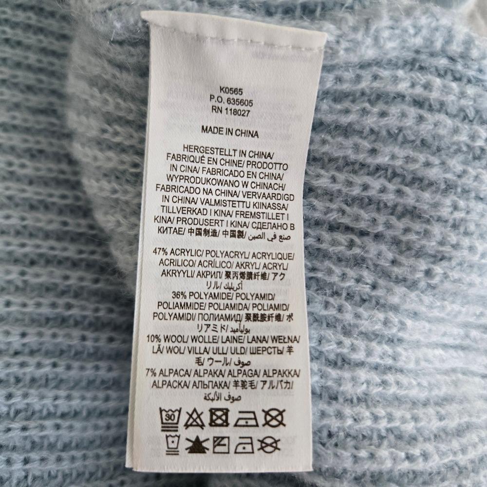 Boden Light Blue Wool Alpaca Blend Ribbed Open Front Cardigan Sweater M K0565 - Picture 6 of 7